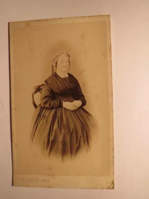 Christiania / Oslo Norway - old woman in a mature skirt - circa 1860s / CDV
