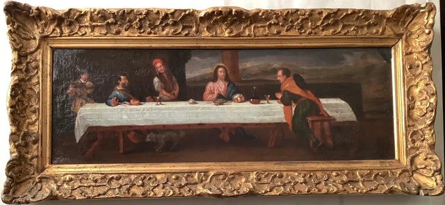 Rare OLD MASTER 17th century Italian School The Pilgrims of Emmaus Oil painting