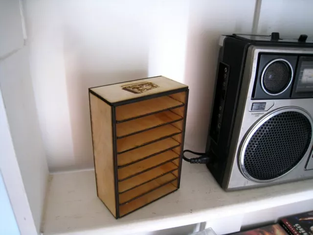 Decor Plywood Boombox Tape Cassette Storage Case Holder Display Rack