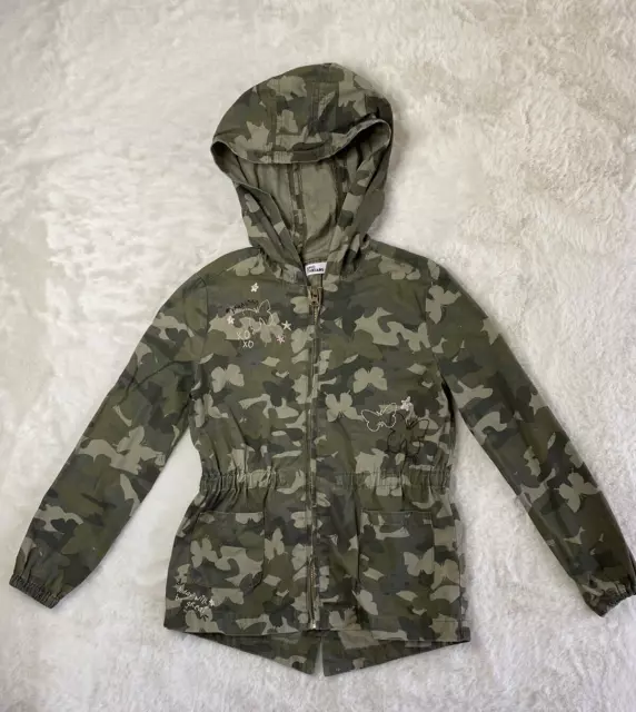 EPIC THREADS Girls Jacket Hooded Camo Butterfly Embroidered Full Zip Peplum S