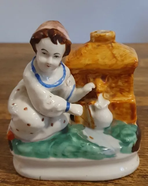 Antiguo Tintero/Plumier Porcelana De Antiguo París XIX Siglo Frasco De Esencias