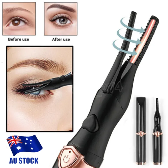 USB Rechargeable Electric Heated Eyelash Curler Long Lasting Makeup Tool AU