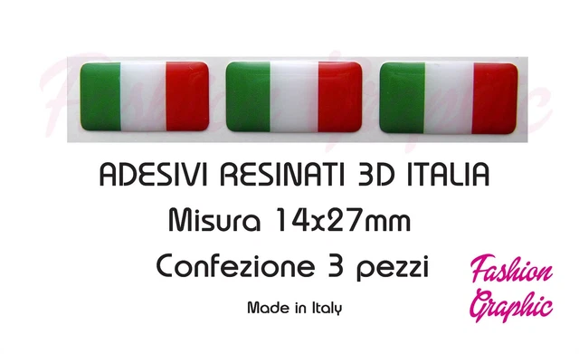 Adesivo 3D-0126 2 Adesivi Bandiera Italia 3D Cromo Per Auto Emblema In Resina - Foto 4