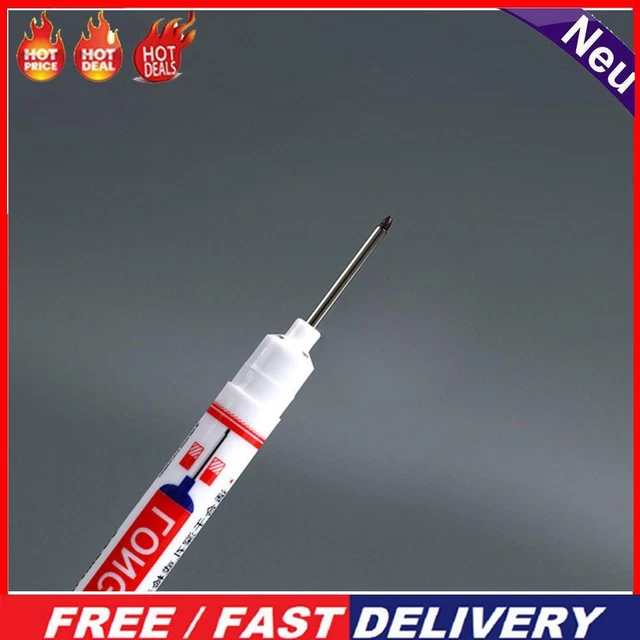 10Pcs Long Head Marker Woodworking Multi-purpose Deep Hole Marker Pen (Blue)
