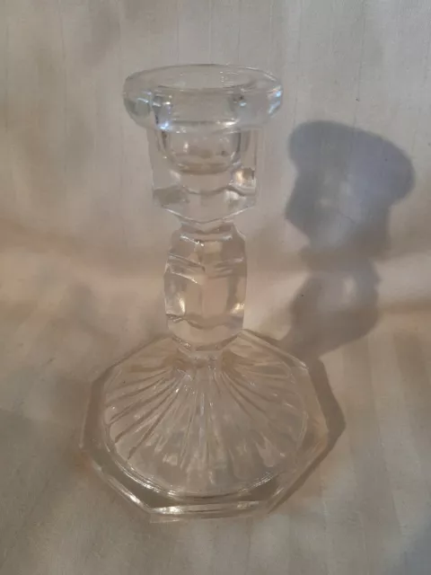 Vintage 4 1/2" Depression Pressed Glass Candle Holder Light Purple Hue Color