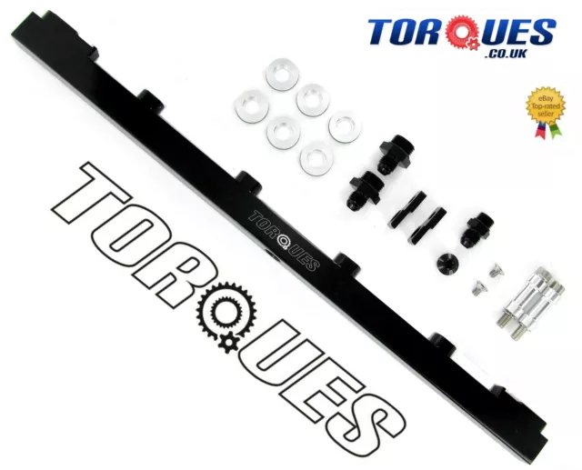 Torques Top Feed Fuel Rail Kit Fits Nissan Skyline RB25 R32 R33 R34 Billet Black