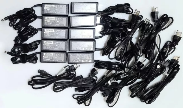 LOT 10 HP 65W Large Round Tip Probook, Elitebook Laptop GENUINE  AC Adapter