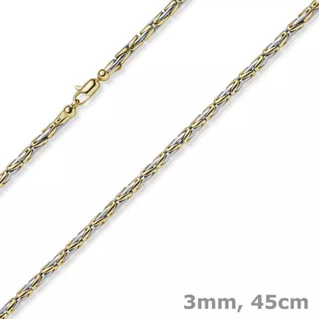3mm runde Königskette Halskette Kette aus 585 Gold gelb/weiß bicolor 45cm