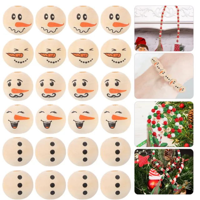 80 Pcs Perles En Bois D'espacement Pour Bracelets Décoration De Noël