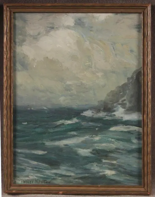 PARKER NEWTON 1861-1928 "Bar Harbor, Maine, Rocky Seascape" Oil on Artist Board