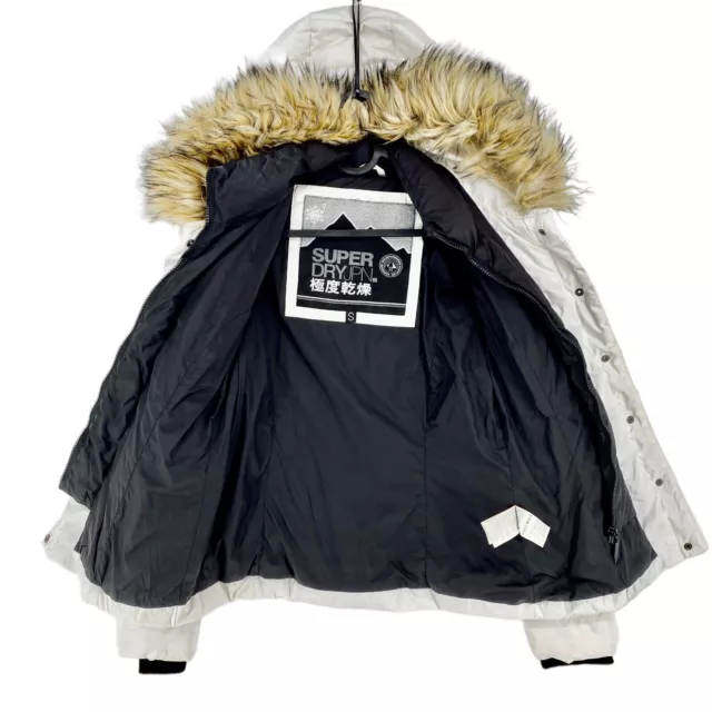 Superdry Alpinisme Fournitures Blanc à Capuche Doudoune VESTE MANTEAU TAILLE S 3