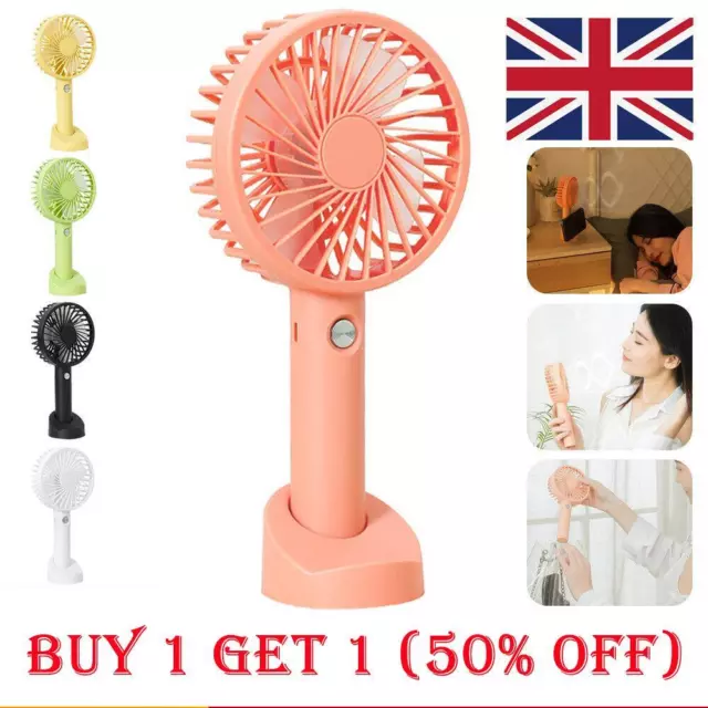 Portable Mini Hand-held Small Folding Desk Fan Cooler Cooling USB Rechargeable