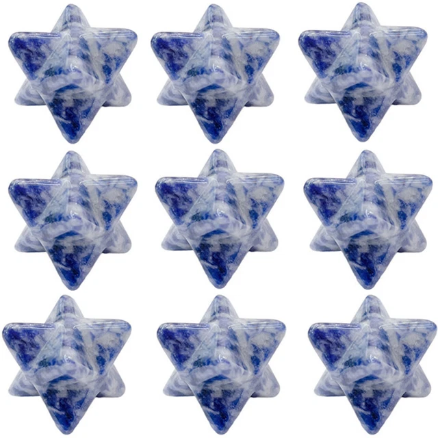 20pcs 25mm Natural Sodalite Stone Merkaba Star Healing Reiki Adventurine Decor