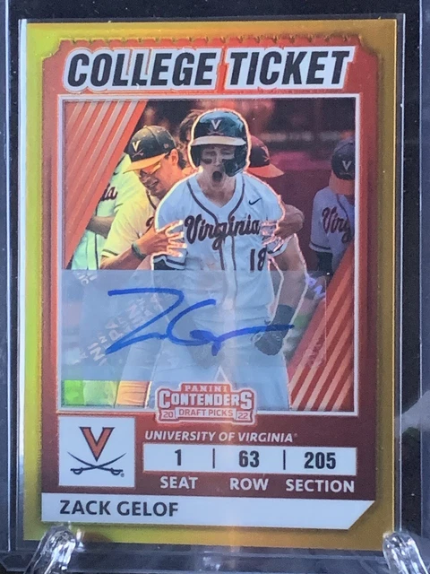 2022 Panini Elite Extra Edition - College Tickets Optic Gold Auto /10 Zack Gelof