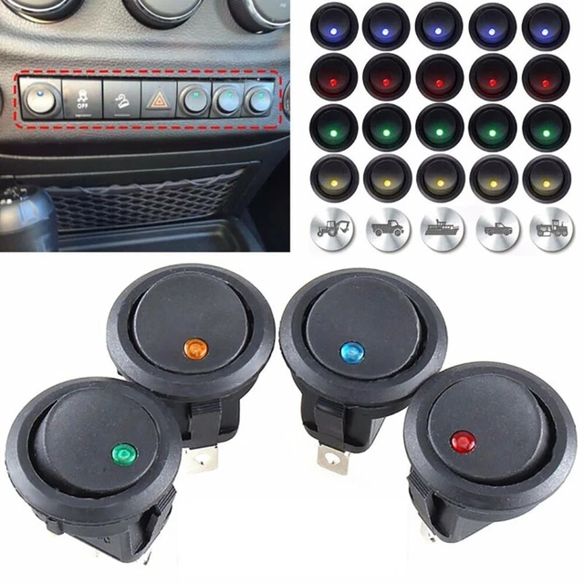 1pc Interrupteur LED 20A Accessoires Bateau Tableau Illuminé Sur / Arrêt Parts