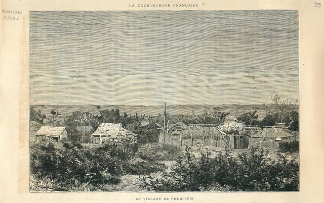 Le village de Phuoc-Tin en Cochinchine Indochine au Viêt Nam ILLUSTRATION 1880