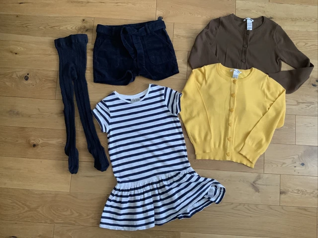 Girls Clothes Bundle Age 5-6 Years Cardigan Tunic Top, Shorts With Tights.