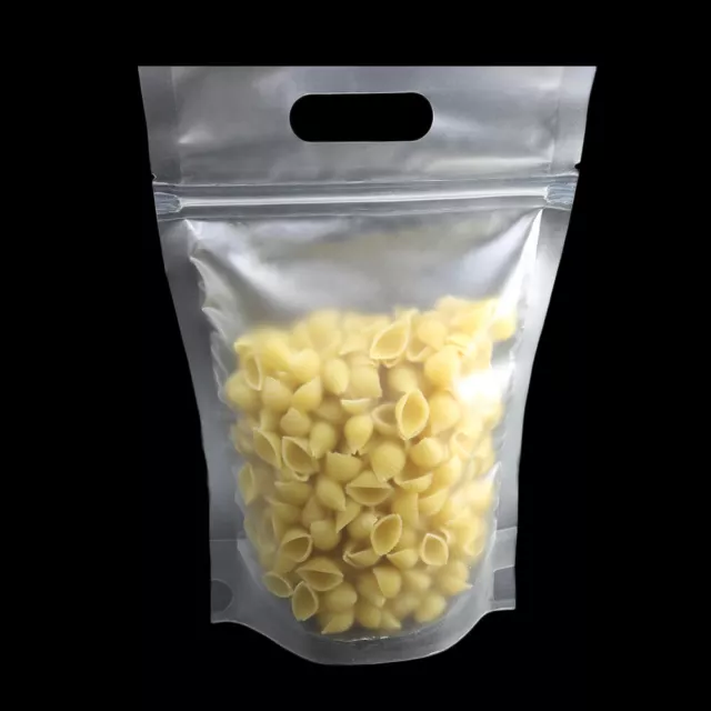 Standing Storage Bags with Die-Cut Handle Poly Plastic Bags with Zipper Seal