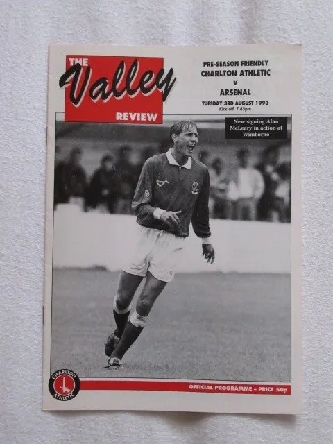 Football Programme Charlton v Arsenal Pre-Season 1993/94