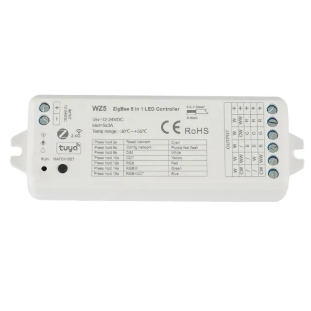 Controller LED WZ5 TUYA Zigbee DC12V 24V 5In1 dimmer CCT RGB RGBW RGBWW RGB Q2T2