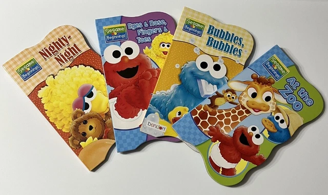 Sesame Street 4 Baby Board Book Set -New- Elmo, Big Bird, Cookie Monster, Grover