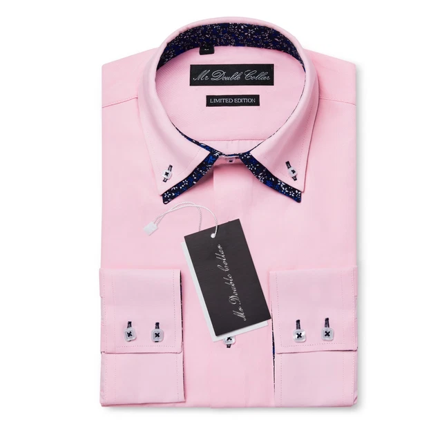 Chemise De Luxe STEFANO RICCI Italie - Taille 17, Coton Rayé Bleu Et Blanc - Col Ouvert, 2 Pièces - Très Bon état