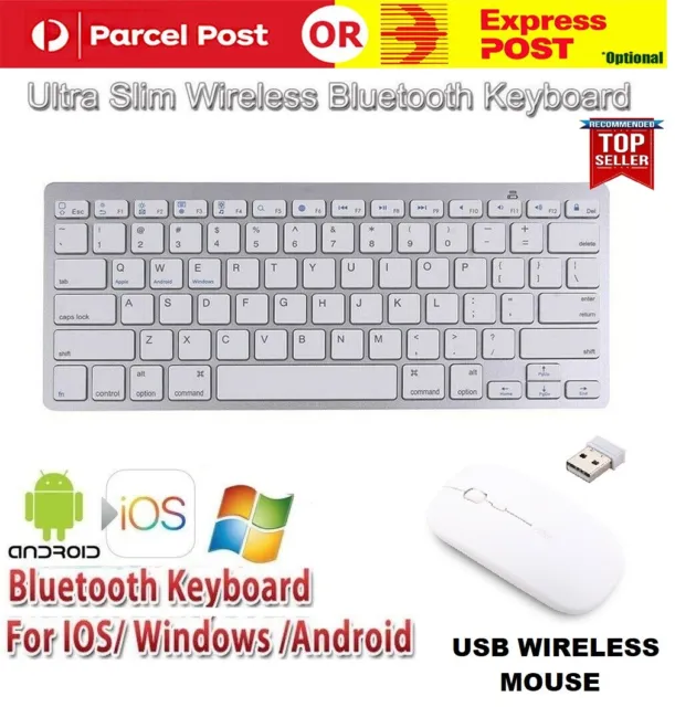 Wireless Bluetooth Keyboard & 2.4Ghz Optical Mouse Combo For iPad iMac Tablet PC