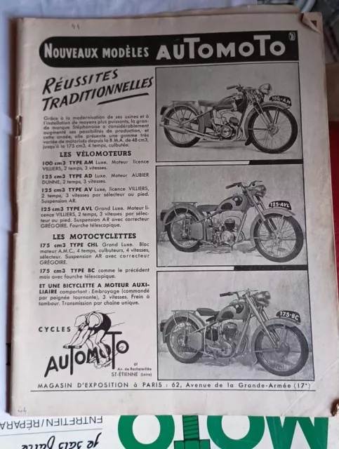 * RTM revue technique motocycliste moto n°44  nov 1951 :  automoto 100 am vil