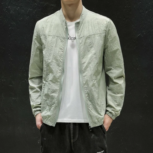 Men's Casual Thin Jacket Sun-Protective Clothing Outwear Stand Collar Summer