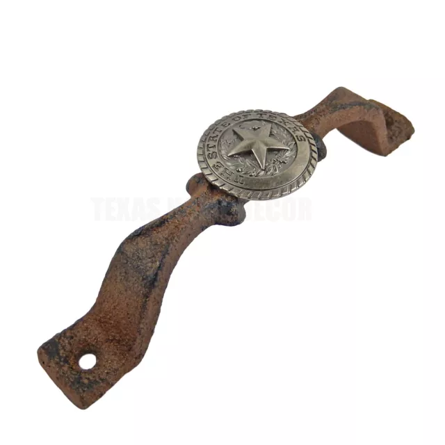 State of Texas Silver Star Seal Cabinet Drawer Door Handle Pull Rustic Cast Iron