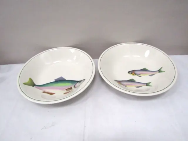 VILLEROY & BOCH Set of 2 Bouillabaisse Vitro Porcelain Fish Design Bowls- 8.25"