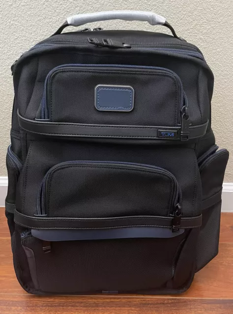 Tumi Alpha 3 Backpack Business Class Brief Nylon Black Bag Blue Line 17x12x8”