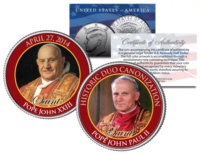 SAINTS Pope John XXIII & John Paul II DOUBLE CANONIZATION 2014 JFK Coin