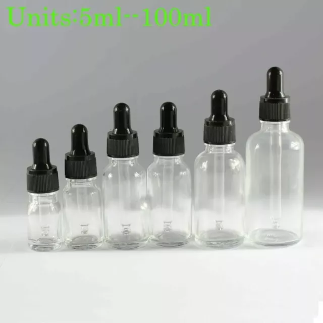 5ML-100MLClear Glass Reagent Liquid Pipette Bottle Eye Dropper Aromatherapy