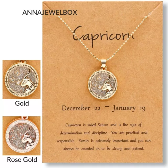 12 Star Horoscope Astrology Zodiac Birth Sign Chain Necklace Gold Coin Gift UK