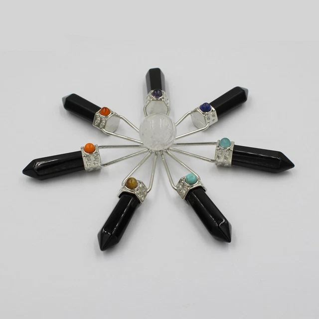 Natural Quartz Crystal Gemstone Energy Generator Point 7 Chakra Stones Healing