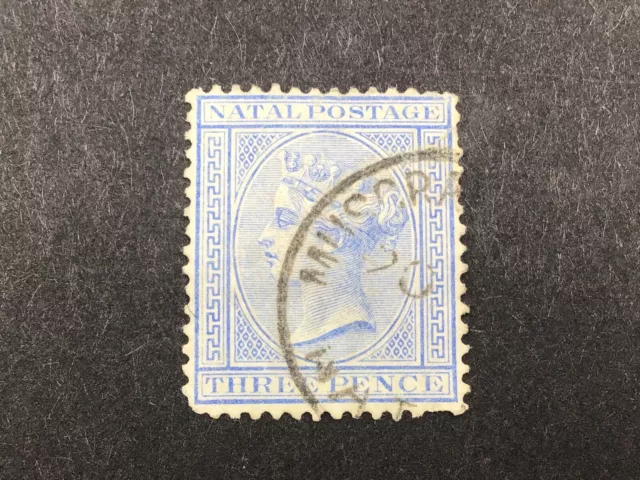 Natal 1874 QV three pence blue SG100 used.  P163