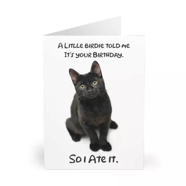 Happy Birthday Card with black cat, perfect greeting card for the cat lover