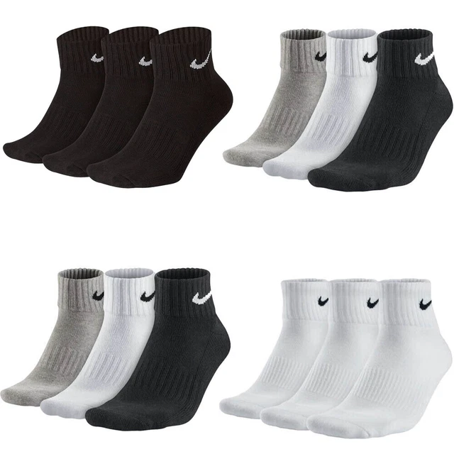 NIKE MENS WOMENS 3 Pairs Ankle Socks Quarter Cushion Training Socks