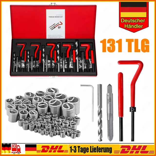 131Tlg Gewinde Reparatur Set Helicoil Gewindeschneider Werkzeug M5 M6 M8 M10 M12