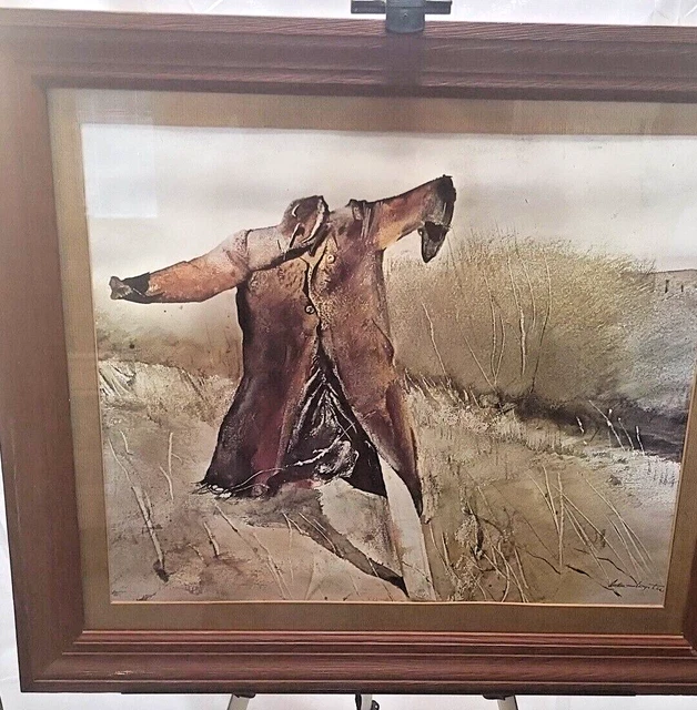 VTG Andrew Wyeth BENNY'S SCARECROW Framed Art Print Joseph Hirshorn Collection