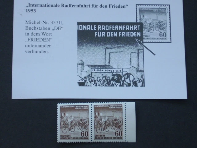 DDR Mi.Nr. 357 II  "D-E in FRIEDEN verbunden" postfrisch