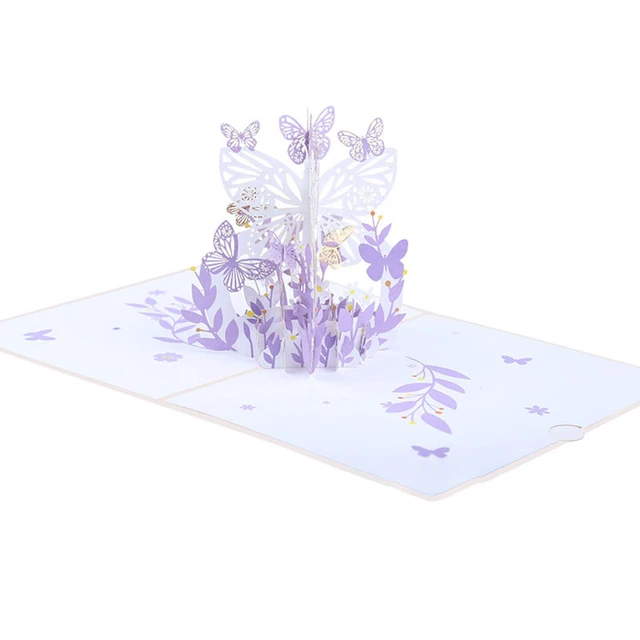 Biglietto Auguri Di Compleanno NIQUEA.D Con Farfalla Trapuntata E Fiore, 15,2x15,2 Cm, Con Busta Rosa - 4