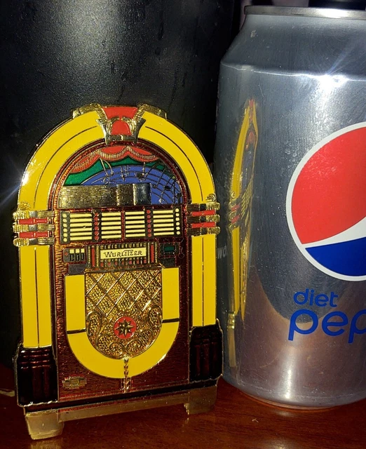Wurlitzer 1015 Jukebox Brass Enamel Badge 3.75" x 2.5" VERY NICE