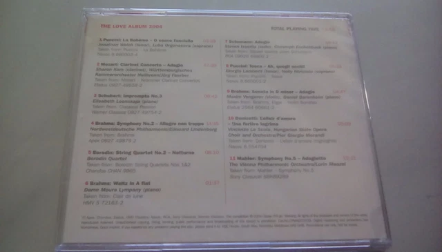 The Love Album 2004: Classic Fm Cd: Mahler Puccini Mozart Schubert Brahms Etc