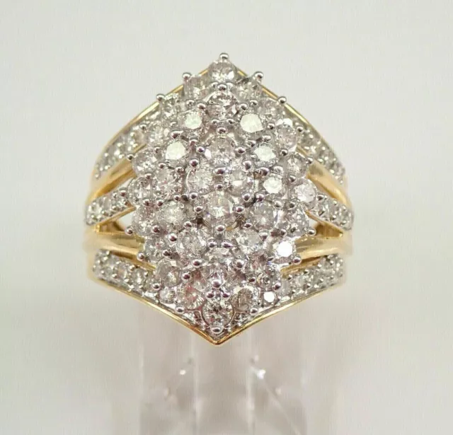Diamond Cluster Engagement Ring 14K Yellow Gold Plated 2Ct Round Cut Lab-Created