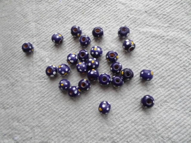 Wooden Beads ~ Purple spotty ~ 10mm Round ~ Pack of 100