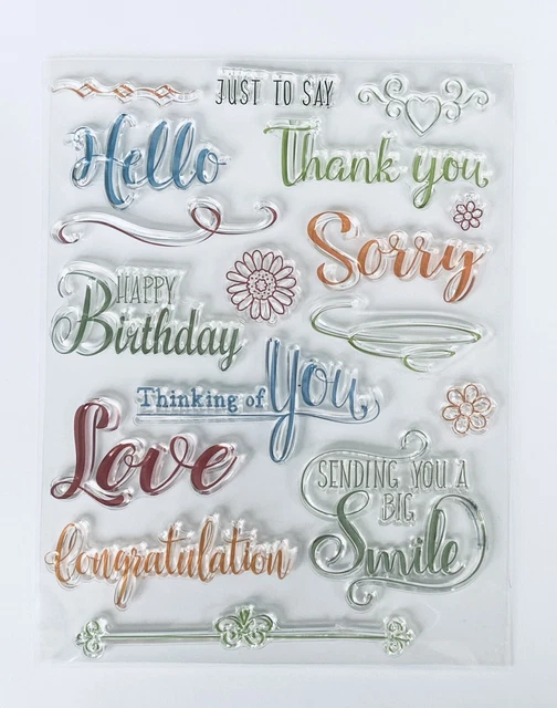 15 Gefühl/Worte Klare Briefmarken-Geburtstagsstempel/Liebe/Danke/Grats/Stempel 2