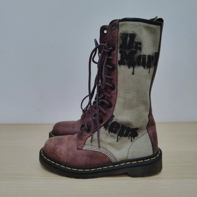 Rare 1C53 Dr Martens 14 Eye Pink Horror Boots Uk 4 Eu 37 Us 6 Mid Calf Logo  £175.00 - Picclick Uk