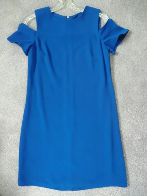 Oasis royal blue short sleeve cold-shoulder above-knee length 32" dress size 8